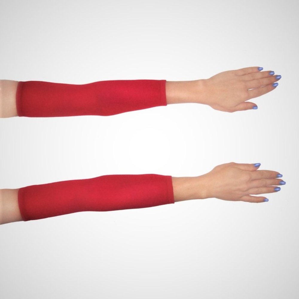 Red mesh sleeves armbands for belly dance costume or fairy cosplay. Size S